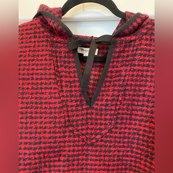 Madewell Red Black Brushed Houndstooth Hoodie size L - Picture 8 of 10